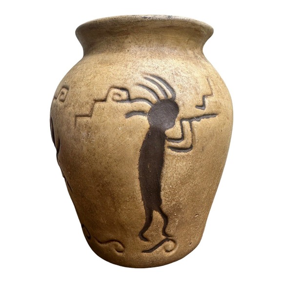Wonderful Native American Kokopelli Acoma Pottery Vase, 10" made in mexico - Picture 2 of 8